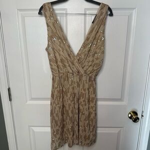 Express Sequin Detailed Dress Sleeveless with Crossover V Neck Size Large GUC